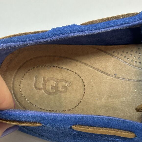 UGG® Men\'s Chester Blue Suede Moccasin Slippers Size 9 main image 7